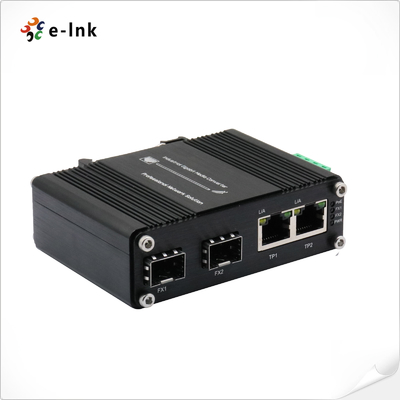 औद्योगिक ईथरनेट स्विच 2 पोर्ट 10/100/1000T से 2 पोर्ट 10/100/1000X SFP फाइबर