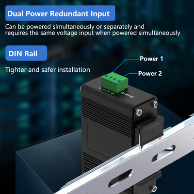 1Ch RS232/RS485/RS422 के साथ मिनी इंडस्ट्रियल 10/100Base-T से 100Base-X SFP फाइबर ईथरनेट मीडिया कन्वर्टर