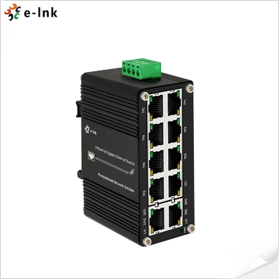 मिनी इंडस्ट्रियल 10-पोर्ट 10/100/1000T RJ45 कॉम्पैक्ट ईथरनेट स्विच 12~48VDC
