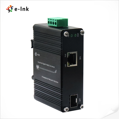 मिनी इंडस्ट्रियल 1-पोर्ट 100/1000X SFP से 1-पोर्ट 10/100/1000T 60W PoE++ मीडिया कन्वर्टर
