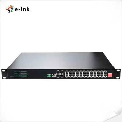 औद्योगिक L2+ रैकमाउंट 24-पोर्ट 10/100/1000T 802.3at PoE + 4-पोर्ट 1000X SFP प्रबंधित ईथरनेट स्विच