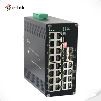 औद्योगिक L2+ 24-पोर्ट 10/100/1000T 802.3at PoE + 4-पोर्ट 1000X SFP प्रबंधित ईथरनेट स्विच