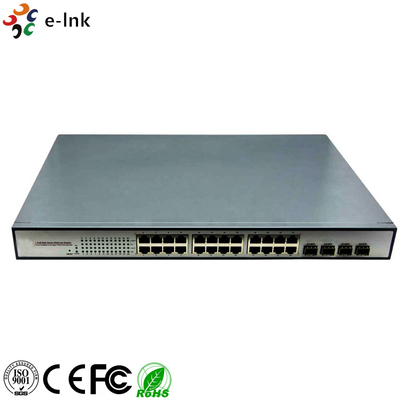 10/100/1000Mbps PoE-PSE फाइबर टू कॉपर ईथरनेट स्विच: 4 SFP + 24 PoE