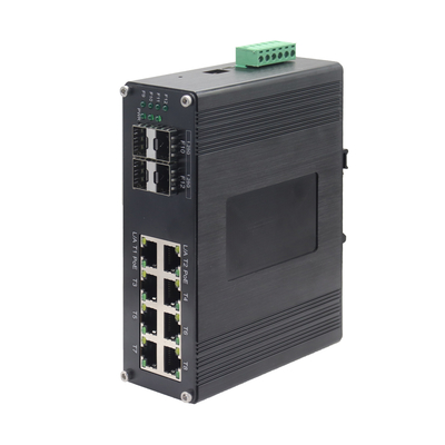 औद्योगिक 8-पोर्ट 10/100/1000T 802.3at PoE + 4-पोर्ट 1000X SFP प्रबंधित ईथरनेट स्विच