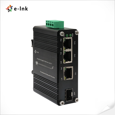 मिनी इंडस्ट्रियल 3-पोर्ट 10/100/1000T 802.3at PoE + 1-पोर्ट 100/1000X SFP ईथरनेट स्विच, 12~48VDC इनपुट और वोल्टेज बूस्टर के साथ