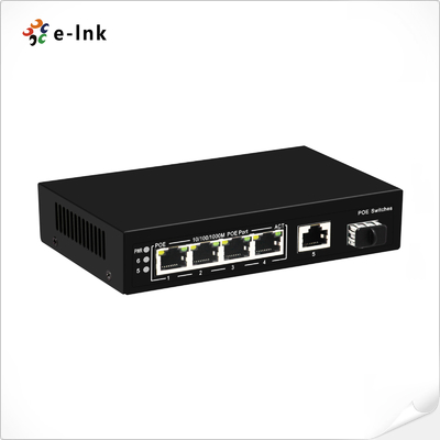 4-पोर्ट 10/100/1000BASE-T PoE और 1-पोर्ट Gigabit TP/SFP Uplink Ethernet स्विच