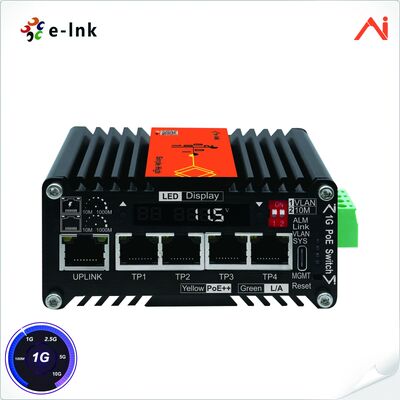 quality 4-पोर्ट 10/100/1000बेस-टी IEEE802.3at PoE+ 30W से 1-पोर्ट 10/100/1000बेस-टी अपलिंक मिनी इंडस्ट्रियल AI स्मार्ट मैनेज्ड PoE+ ईथरनेट स्विच वोल्टेज बूस्टर सिस्टम के साथ factory